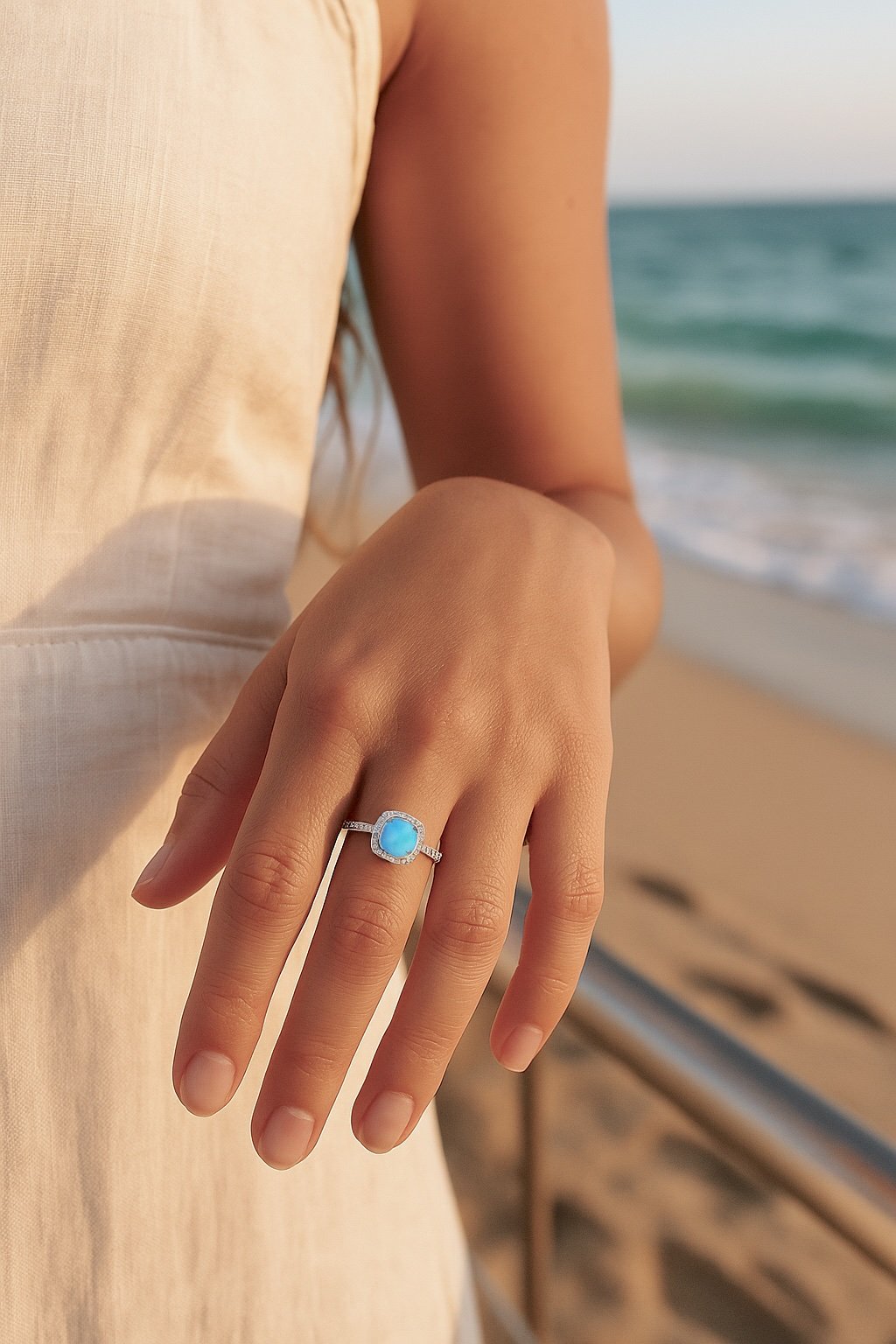 Bague de Fiançailles argent rhodie opale pavage zirconium